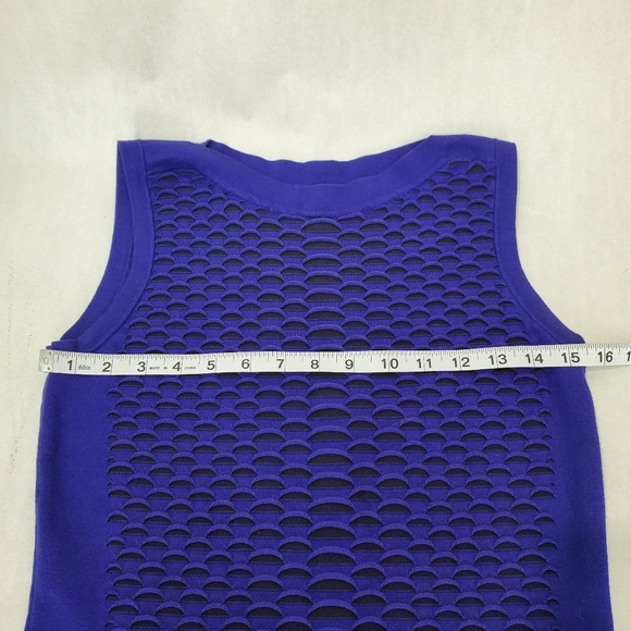 Karen Millen Bodycon Sleeveless Textured Dress Women's Size 3 Purple/Black Party - Picture 8 of 13